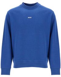 BOSS - Crew Neck Cotton Sweatshirt Long Sleeves - Lyst