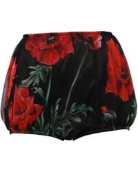 Dolce & Gabbana - Black Floral High Waist Hot Pants Shorts - Lyst