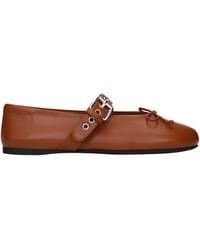 Miu Miu - Ballerine Leather/Cognac - Lyst