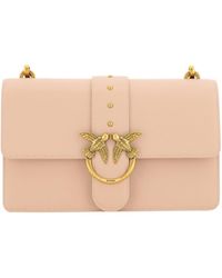 Pinko - Pink Calf Leather Love One Classic Shoulder Bag - Lyst