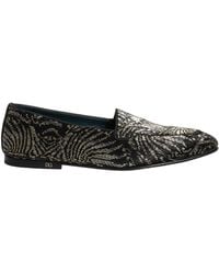 Dolce & Gabbana - Black Silver Embellished Dress Loafers Shoes - Lyst