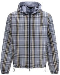 Burberry - Blue Polyester Coat - Lyst