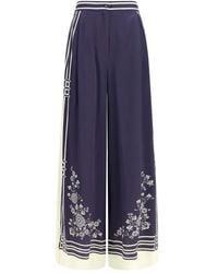 ALÉMAIS - Blue Silk Casual Pants - Lyst