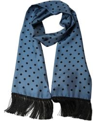 Dolce & Gabbana - Blue Polka Dot Silk Fringed Lace Stole Scarf - Lyst