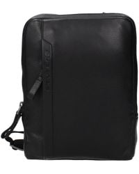 Piquadro - Black Leather Crossbody Bag - Lyst