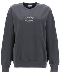 Ganni - Oversized Sweatshirt With Logo Print - Lyst
