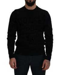 Dolce & Gabbana - Wool Logo Pattern Crewneck Pullover Sweater - Lyst