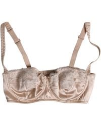 Dolce & Gabbana - Biege Silk Underwired Balconette Bra Underwear - Lyst