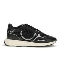 Pinko - Black Calf Leather Bos Taurus Athletic Sneakers - Lyst