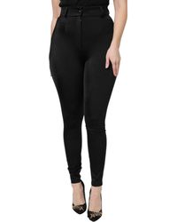 Dolce & Gabbana - Black Nylon High Waist Slim Fit Pants - Lyst