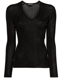 Tom Ford - Sheer Fine-Ribbed Top - Lyst