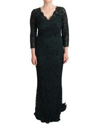 Dolce & Gabbana - Elegant Lace Floor-Length V-Neck Dress - Lyst