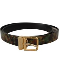 Dolce & Gabbana - Black Leather Bronze Metal Buckle Belt - Lyst
