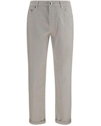 Brunello Cucinelli - White Cotton Cropped Jeans - Lyst