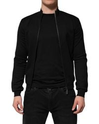 Dolce & Gabbana - Black Cotton Logo Full Zip Men Bomber Jacket - Lyst