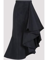 Alexander McQueen - Black Polyester Midi Skirt - Lyst