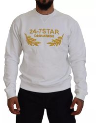 DSquared² - White Embroidered Crewneck Sweatshirt Sweater - Lyst