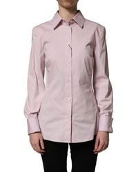 Dolce & Gabbana - Pink Cotton Long Sleeves Collared Shirt Top - Lyst