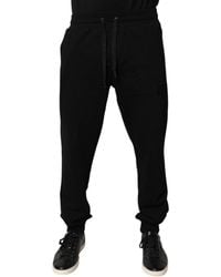 Dolce & Gabbana - Black Cotton Mid Waist Jogger Sweatpants Pants - Lyst