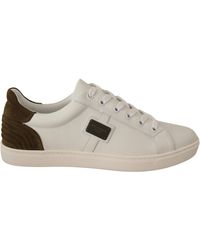 Dolce & Gabbana - White Suede Leather Low Tops Sneakers - Lyst