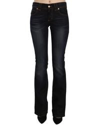 John Galliano - Blue Washed Mid Waist Regular Leg Boot Cut Denim Jeans - Lyst