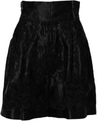 Dolce & Gabbana - Black Floral Embroidery Silk High Waist Shorts - Lyst