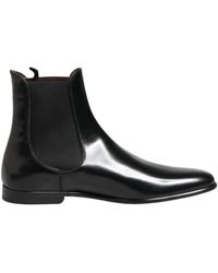 Dolce & Gabbana - Black Chelsea Slip On Mid Calf Boots Shoes - Lyst