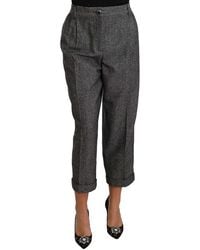 Dolce & Gabbana - Wool Pleated Cropped Trouser Pants - Lyst