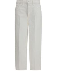 Mother - White Cotton Bootcut Jeans - Lyst