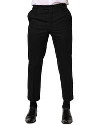 Dolce & Gabbana - Black Stripes Wool Dress Formal Trouser Pants - Lyst