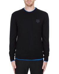 KENZO - Black Logo Sweater With Blue Edges - Lyst