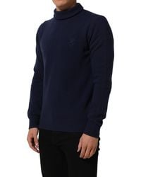 Dolce & Gabbana - Blue Wool Knit Turtleneck Pullover Sweater - Lyst