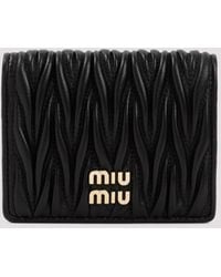 Miu Miu - Black Matelassé Leather Wallet - Lyst