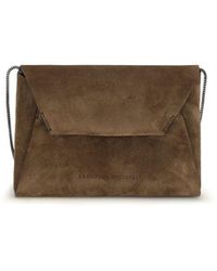 Brunello Cucinelli - Brown Calf Leather Bos Taurus Shoulder Bag - Lyst