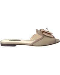 Dolce & Gabbana - Logo Pearl Flats Sandals Slides Shoes - Lyst