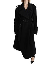 Dolce & Gabbana - Dolce Gabbana Virgin Wool Black Blazer Trenchcoat Jacket - Lyst