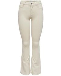 ONLY - Cream Cotton Bootcut Jeans - Lyst