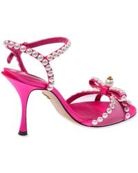 Dolce & Gabbana - Elegant Fuchsia Sandals With Pearl Details - Lyst