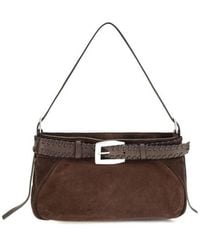 STAUD - Brown Lamb Ovis Aries Aries Shoulder Bag - Lyst