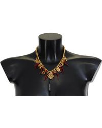 Dolce & Gabbana - Brass Crystal Logo Chili Statement Necklace - Lyst