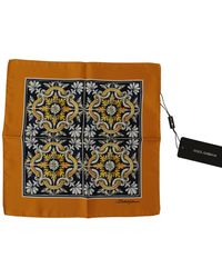 Dolce & Gabbana - Orange Majolica Pattern Square Handkerchief Scarf - Lyst