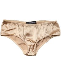 Dolce & Gabbana - Beige Silk Stretch Mid Waist Brief Panty Underwear - Lyst