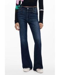 Desigual - Blue Cotton Flared Jeans - Lyst