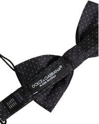 Dolce & Gabbana - Black White Polka Dot Adjustable Neck Papillon Bow Tie - Lyst