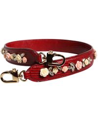 Dolce & Gabbana - Leather Floral Embellish Bag Shoulder Strap - Lyst