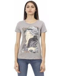 TRUSSARDI ACTION - Chic Gray Short Sleeve Tee With Front Print - Lyst