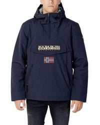 Napapijri - Blue Polyester Shell Jacket - Lyst