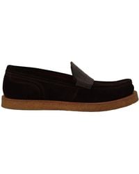 Dolce & Gabbana - Elegant Suede Crocodile Loafers - Lyst