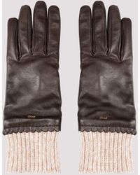 Chloé - Brown Leather Jamie Gloves - Lyst