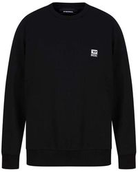 DIESEL - Sleek Black Cotton Blend Sweatshirt With Logo - Lyst